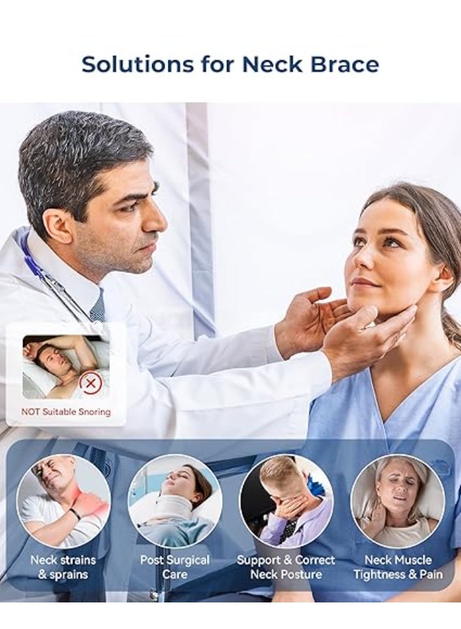 دعامة الرقبة الطبية الناعمة - طوق لتخفيف الآلام وتثبيت الفقرات - مسند من الفوم المريح للرجال والنساء - لون أزرق - Image 5